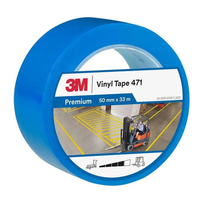 3M™ Vinyl Tape 471, Blue, 50 mm x 33 m, 0.14 mm - 7000028851