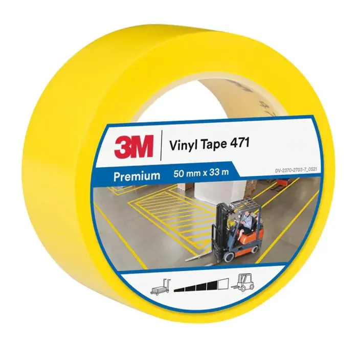 3M™ Vinyl Tape 471, Yellow, 50 mm x 33 m, 0.14 mm - 7000028852