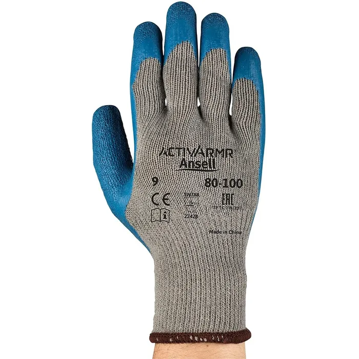 Ansell ActivArmr® 80-100 Gloves, Blue Latex Rubber Coating