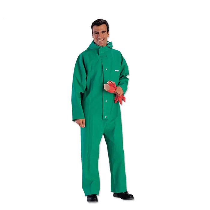 DELTAPLUS Type 3 Chemical Protection Overall, Anti-acid, Assembled Hood, Cuff And Ankle Non Elasticated, Green - CO600
