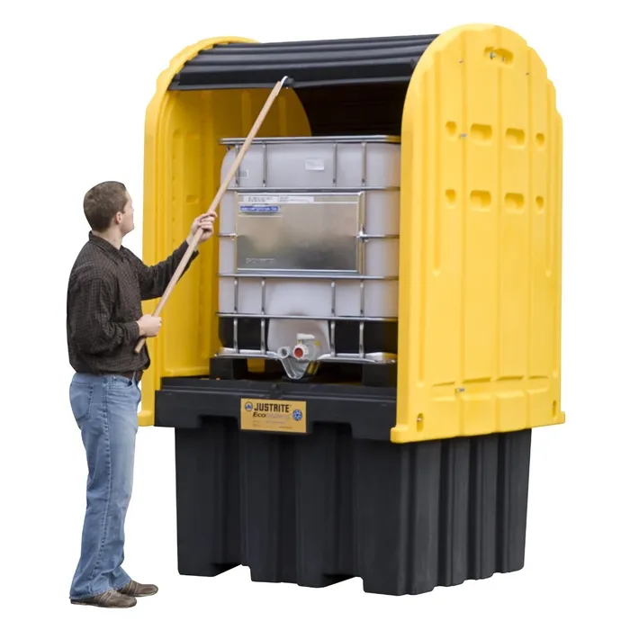 EcoPolyBlend™ IBC Outdoor Shed With Pallet, Forklift Pockets, Rolltop Doors, Recycled Polyethylene